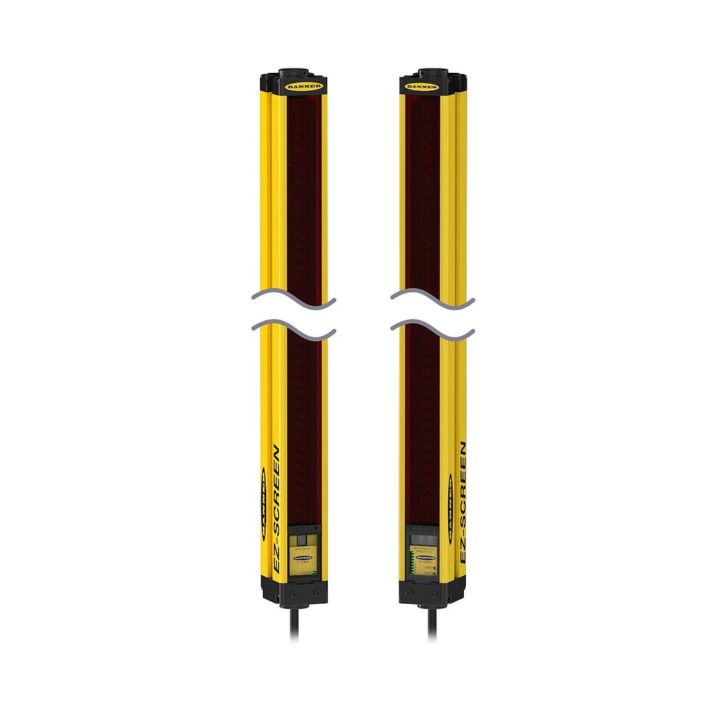 Banner EZ-SCREEN Pair; Resolution: 30 mm; Range: 18 m (60 ft); Defined Area: 1200 mm (47.2 in); Housing Length: 1270 mm (50.0 in); Connection: 8-pin M12 Pigtail Connectors; Emitter: No test Input (SLSP30-1200P88)