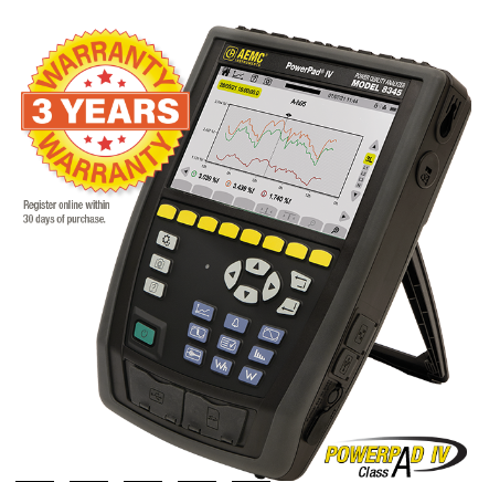 AEMC PowerPad® IV Model 8345 w/4 MA194-24-BK MiniFlex® Sensors