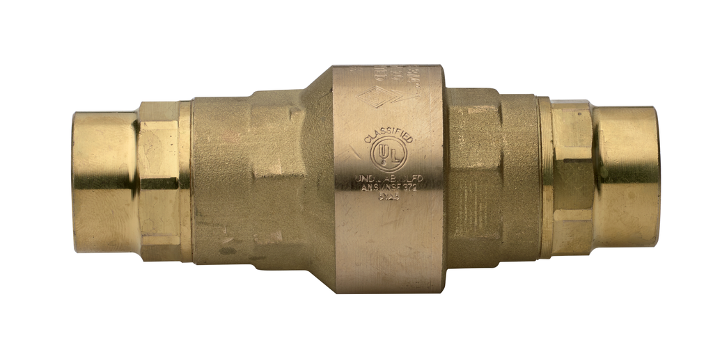 100712LF Lead Free Series, High Flow Rate Spring Loaded, Brass Check Valve w/ Solder Ends