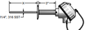 Pyromation CIP Sanitary Reduced-Tip RTD, Dual 3-Wire, 24" Immersion, 1/2" > 1/4" OD Tip, PP Head, 1-1/2" OD SS Tri-Clamp
