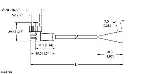 Turck Actuator and Sensor Cordset, Connection Cable (EKWT-A4.300-GC2K-5)