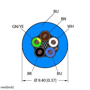 Turck Instrumentation Tray/Exposed Run/Direct Burial Cable, Reelfast™ Bulk Cable (BLU,PVC,5X18,S-DF,ITCERDB,MS40) Price per Meter