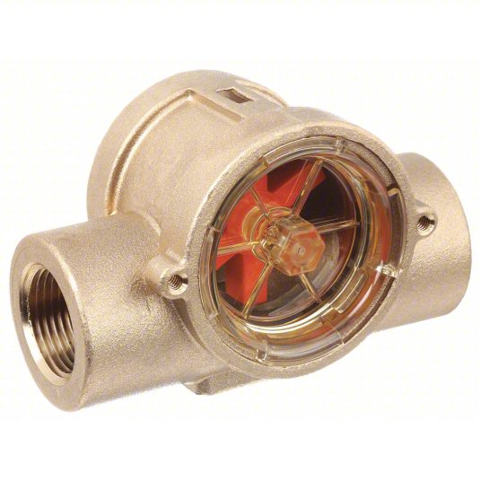 Flow Indicator: Rotor, Brass, 3/4 in FNPT, 3/4 in Connection Size, FNPT, Polysulfone