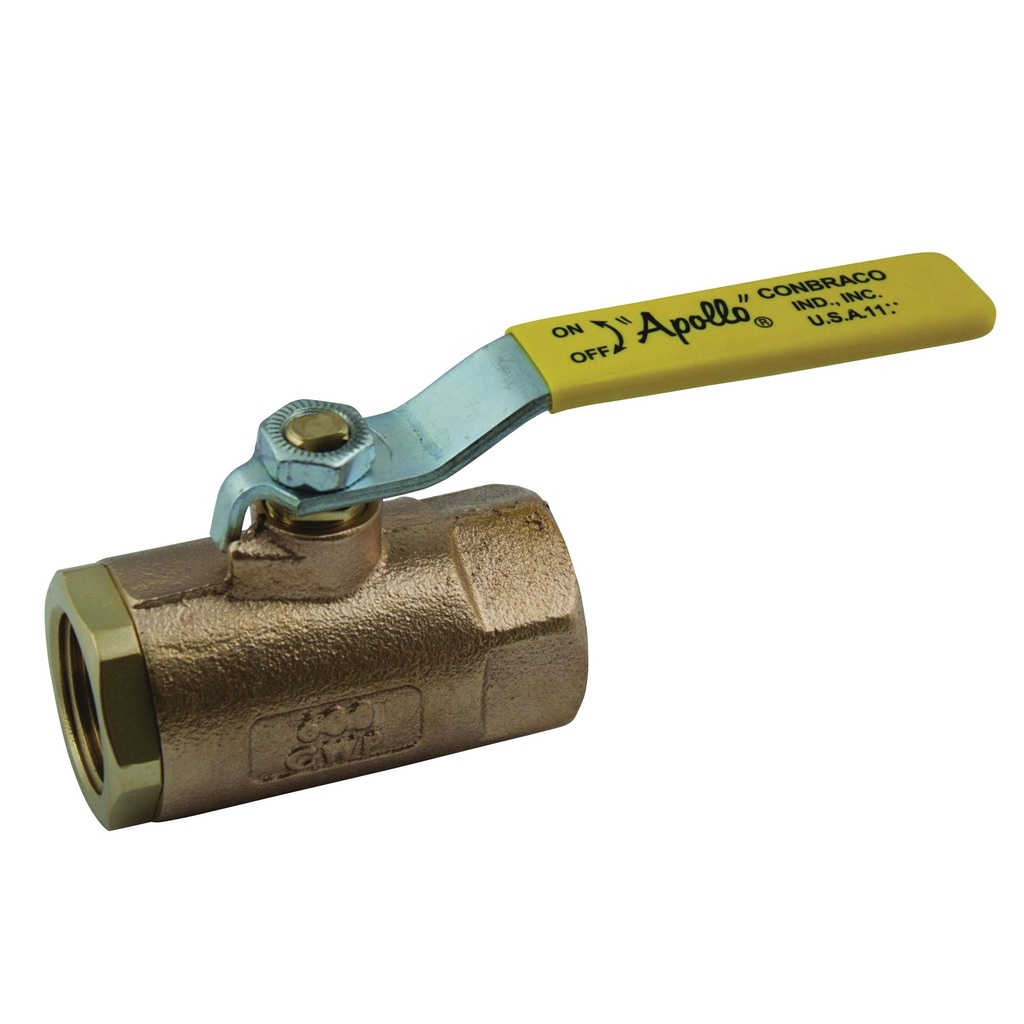 70-100 2-Piece Ball Valve, 2-1/2 in Nominal, FNPT End Style, Bronze Body, Standard Port, RPTFE/MPTFE
