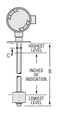 XT-800 Continuous Level Transmitter, 29.5-inch Length, 4-20 mA Output (XT800-6-SS-SS-.25-29.5-53100-J-H---rings)