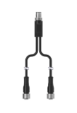 Banner S15Y Series: Slimline Splitter. 4 pin Male M12 A Code; 2x 4 pin Female M12 A Code 0.2 m Cables. Pin 4 output on 2 & 4 on HR S15YA4-M124-M124-0.2M