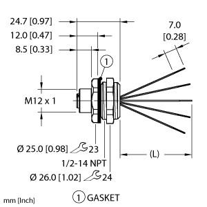 Turck Actuator and Sensor Receptacle, Front Mount (EFKVH-A5.500.2-0.5)