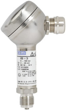 Wika IS-3 Pressure Transmitter, 0-5000 PSI, Zero and Span Adjustability, 1/2" NPT, Field Case IP69K