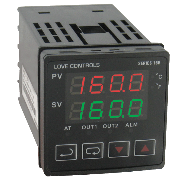 Dwyer 1/16 DIN temperature/process controller with pulsed voltage/pulsed voltage output and RS-485 communications.