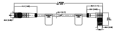 Turck Double-ended Cordset, Straight Male Connector to Right angle Male Connector (PSG 4M-2-PSW 4M)