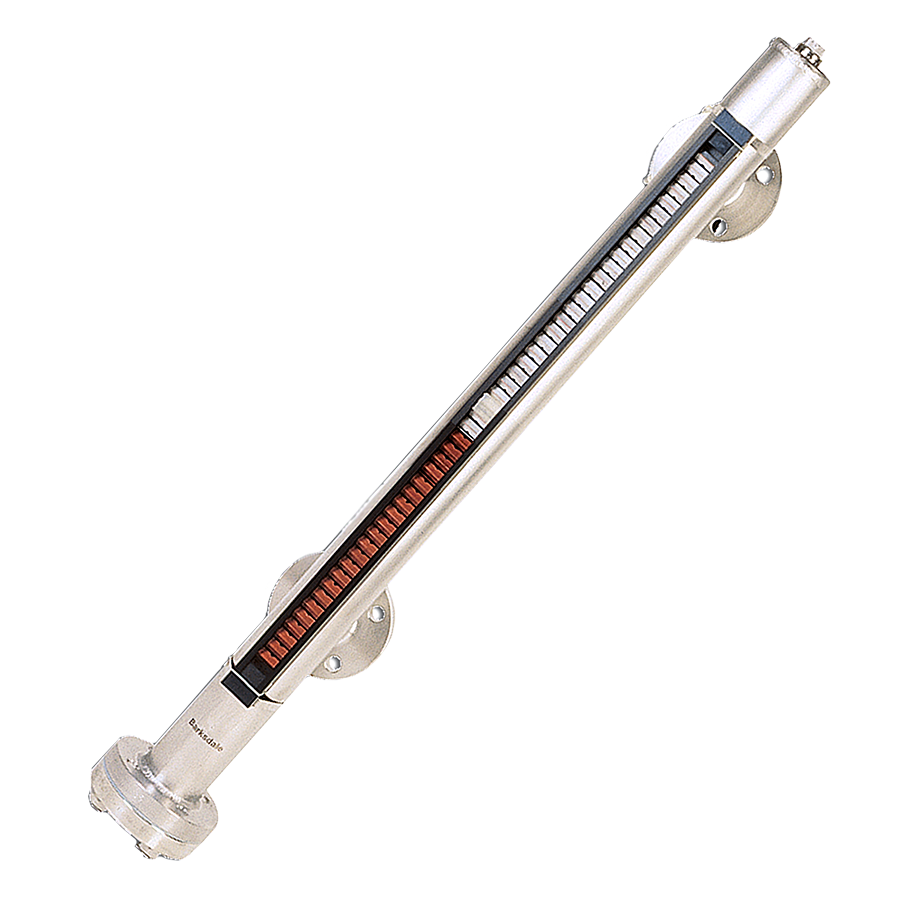 Barksdale Alloy LevelSite, Top/Bottom Process Conn., 1" NPTF, Titanium Float, Polycarbonate Flag Assembly (302 °F), Calibrated Self-Adhesive Scale (cm)
