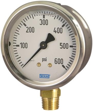 Wika  213.53 Series Pressure Gauge, 2" Dial, 1/4"BM U-Clamp Bracket, 0-15PSI