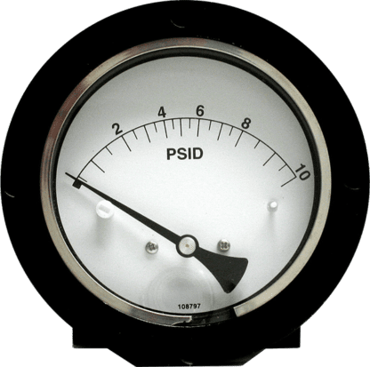Mid-West 120 Aluminum Differential Pressure Gauge, 2.5" Dial, 0 to 3000 psig, 1/4 NPTF Back Mount