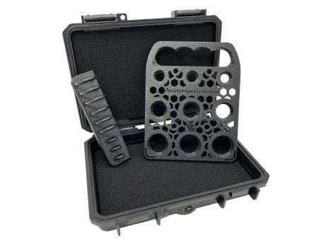 HC8 case for quick test fittings.  Holds 9 fittings, 3 of each size (1/4", 1/2", 3/4")