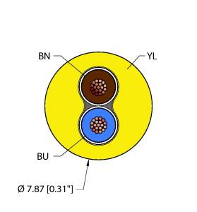 Turck Fieldbus Technology Cable, Reelfast™ Bulk Cable (YEL,PVC,2X16,ITCERDB,MS40,AS-I)