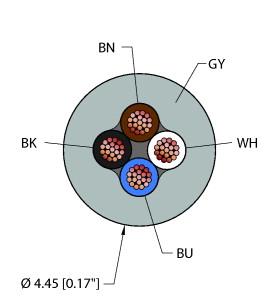 Turck General Purpose Cable, Reelfast™ Bulk Cable (GRY,PVC,4X22,AWM,VF)