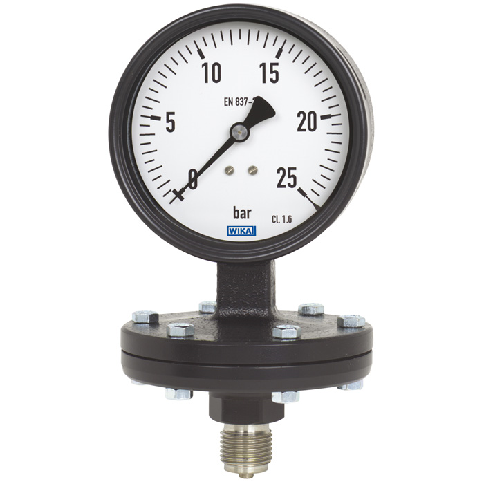 Wika 44x.12 Series 4" or 6" Cast Iron Diaphragm Pressure Gauge, Dry/Fillable, SS or Carbon Steel Wetted Parts