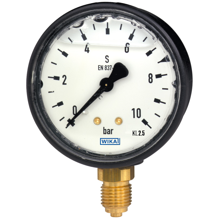 Wika 113.13 Series 2 or 2-1/2" Plastic Hydraulic Pressure Gauge, Liquid Filled, Brass Wetted Parts