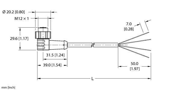 Turck Actuator and Sensor Cordset, Connection Cable (EKWT-A4.400-GC2K-5)