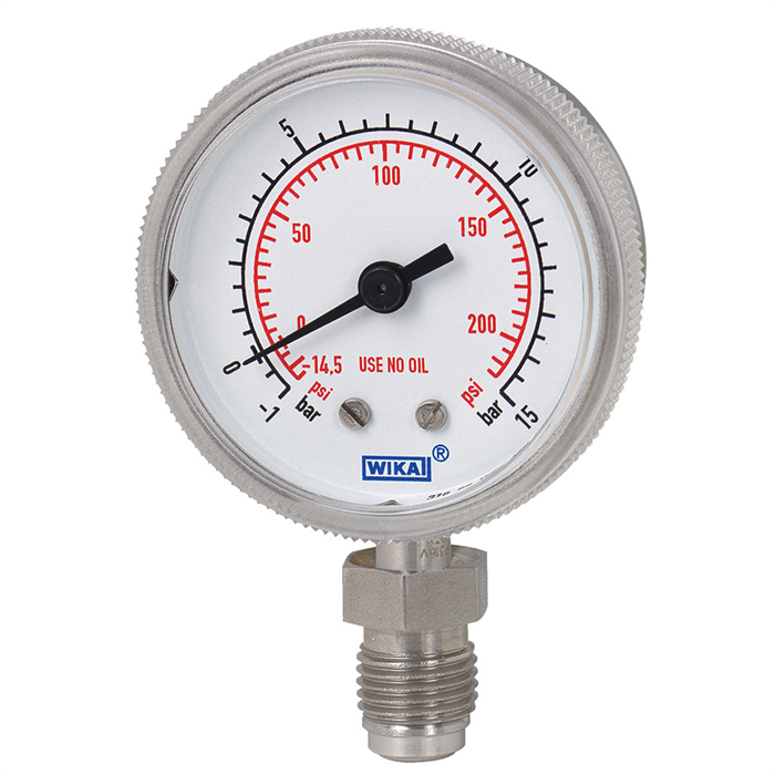 Wika 230.25 Series 1.5" or 2"  SS Dry Ultra High Purity (UHP) Pressure Gauge, SS Wetted Parts (851.3)