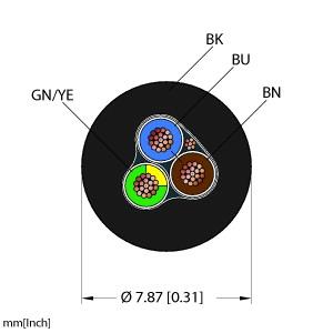 Turck Instrumentation Tray/Exposed Run/Direct Burial Cable, Reelfast™ Bulk Cable (BLK,PVC,1STPDX18+1X18,ITCERDB,MS40)