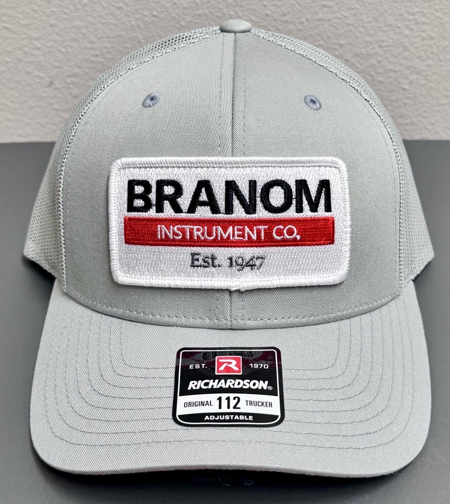 Quarry (Gray) Trucker Hat, Branom Logo Patch
