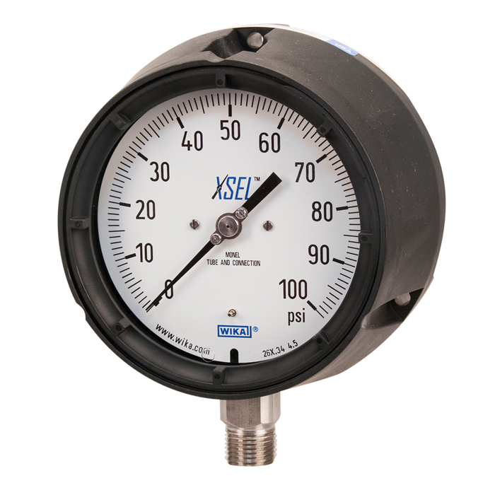 Wika 26x.34 Series 4.5" Pocan XSEL® Process Gauge, Dry/Fillable, Monel® Alloy Parts
