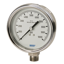 Wika 233.54 Series 2.5" SS Pressure Gauge, Liquid Filled, SS Wetted Parts, Removable Ring