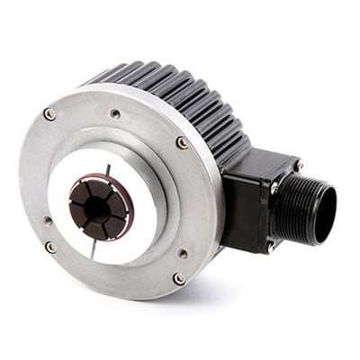 Dynapar HSD38 Series Harsh Duty Encoder, 1024PPR, 5/8" SS Collar Clamp, Differential, Bidirectional with Index, 5-26V, 10 Pinc Connector,  Cast Alum Housing , Slotted Tether Included