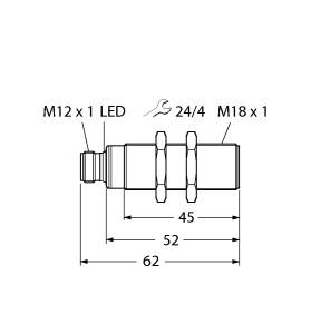 Turck Ultrasonic Sensor, Diffuse Mode Sensor (RU50U-S18-AP8X-H1141)