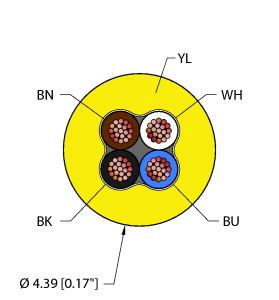 Turck General Purpose Cable, Reelfast™ Bulk Cable (YEL,PVC,4X26,AWM)
