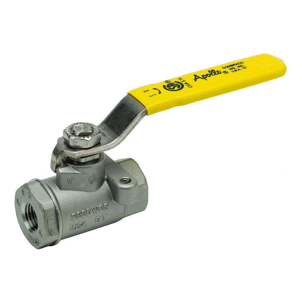 Apollo 2-1/2 2-PC, 1000#, STANDARD PORT, THREADED, STAINLESS STEEL BALL VALVE W/ SS LATCH LOCK