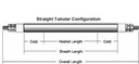 Watlow Watrod Heater, Custom Config, Double Ended