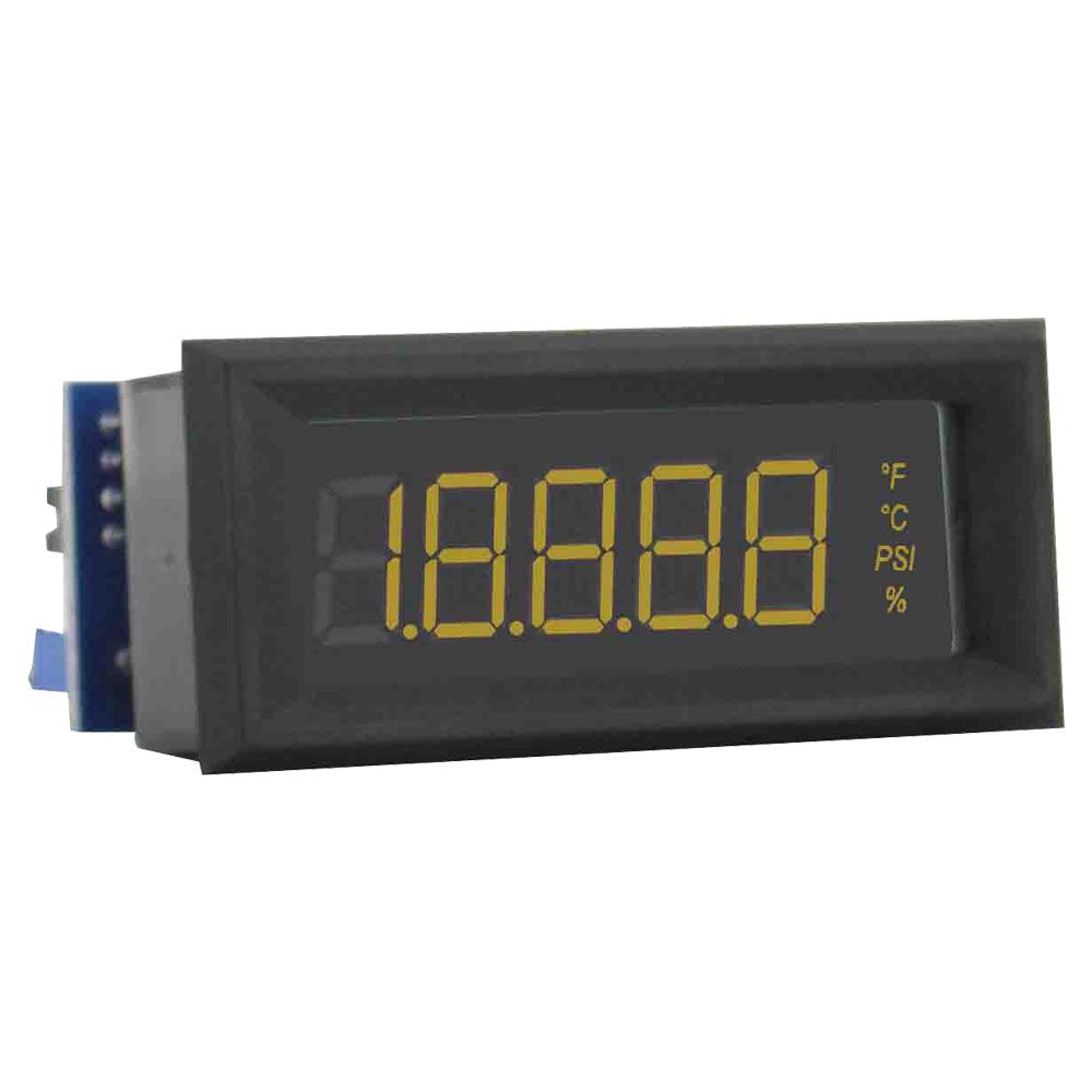 LCD Digital panel meter, loop powered 4 to 20 mA, amber segments.