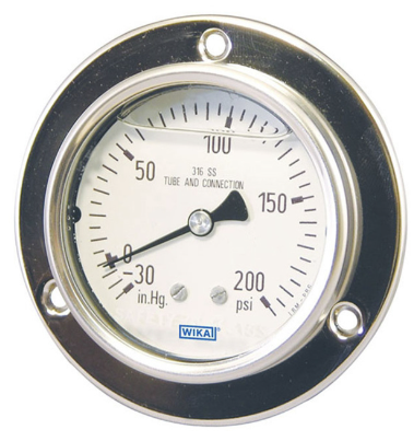 Wika 612.20.2.5"  -  0"-160"H2O, 1/4 NPT Back Mount, SS Front Flange