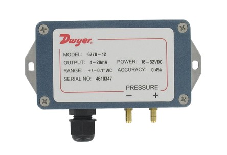 Dwyer Series 677B Differential Pressure Transmitter, NEMA 4 Enclosure with Integral Mounting Bracket, 0-10" H2O Range