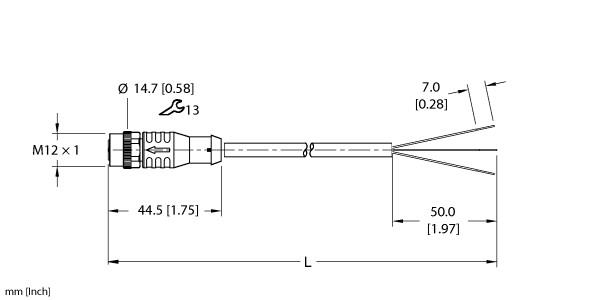 Turck Actuator and Sensor Cordset, Connection Cable EKRB-A4.300-GU2K-10