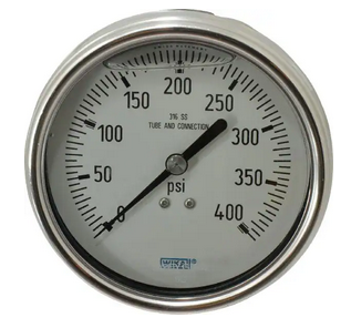 Wika 233.53 Series 2.5" SS Glycerin Filled Pressure Gauge, 0 to 400 Bar/PSI, G1/4B, CBM
