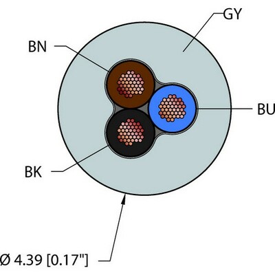 Truck GRY,PVC,3X24,AWM Bulk Cable