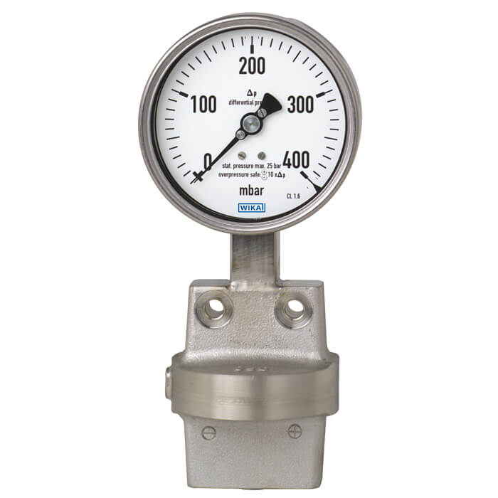 Wika 73x.31 Series 4" Industrial Differential Pressure Gauge, All Welded, Solid Front, SS or Inconel Wetted Parts