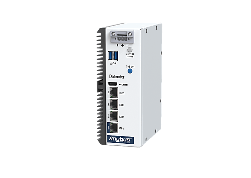 Anybus Defender, Industrial Firewall - DIN Rail - 4x1Gbit RJ45 - DPI/FW Perpetual License inc. 3Y support