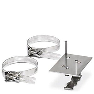 Anybus Wireless Bridge II Swivel Mount Kit. Includes 1x swivel mount bracket, 2x slim clamps and 2x Bridge mounting screws.