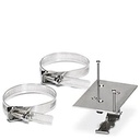 Anybus Wireless Bridge II Swivel Mount Kit. Includes 1x swivel mount bracket, 2x slim clamps and 2x Bridge mounting screws.