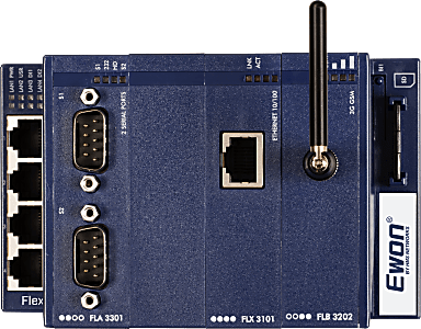 Ewon Flexy 201 Base Unit, 4x Ext Card Slots, 4-ports LAN Only RJ45 10/100Mb, Requires WAN Ext Card for VPN connectivity