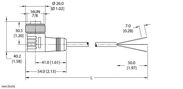 Turck Actuator and Sensor Cordset, Connection Cable (WK 30-2M)