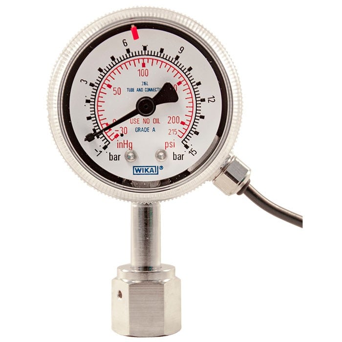 230.15 Series Stainless Steel Industrial Pressure Gauge, 0-300PSI, 1/4" Swivel Male Face, 9/16-18 UNF Center Back Mount