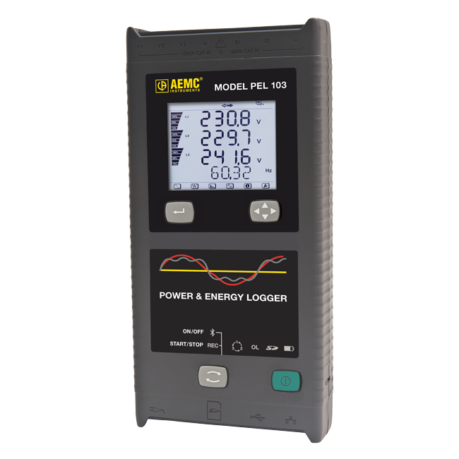 AEMC Power & Energy Logger Model PEL 113 (w/LCD, w/3 MA193-10-BK Sensors) {ETL} Replaces Cat #2137.52