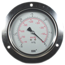 Wika 213.53 Series Industrial Pressure Gauge, 2.5" Dial, 0-1 MPa Range, 1/4" NPT Brass Center Back Mount, SS Front Flange