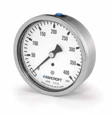 1008 SERIES SS GAUGE, 63MM(2.5") DIAL, LIQUID FILLED, 1/4"NPT CENTER BACK MOUNT, FRONT FLANGE, 0-100PSI