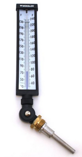 Weksler Industrial Glass Tube Thermometer, 7" X 3.5" 0/120F ADJ ANG TUBE SPIRIT FILLED